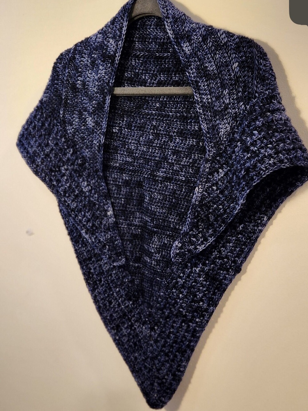 Handmade soft Superwash merino wool Chunky Shawl Poncho - mixed blue